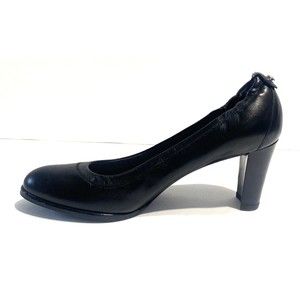 Stuart Weitzman Black Leather Heels Pumps Womens 7.5 Slip On Career Casual